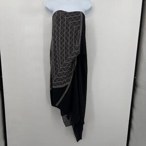 BCBGMaxAzria Arieta Scarf Dress Strapless Black/Comb Cocktail Women's 6